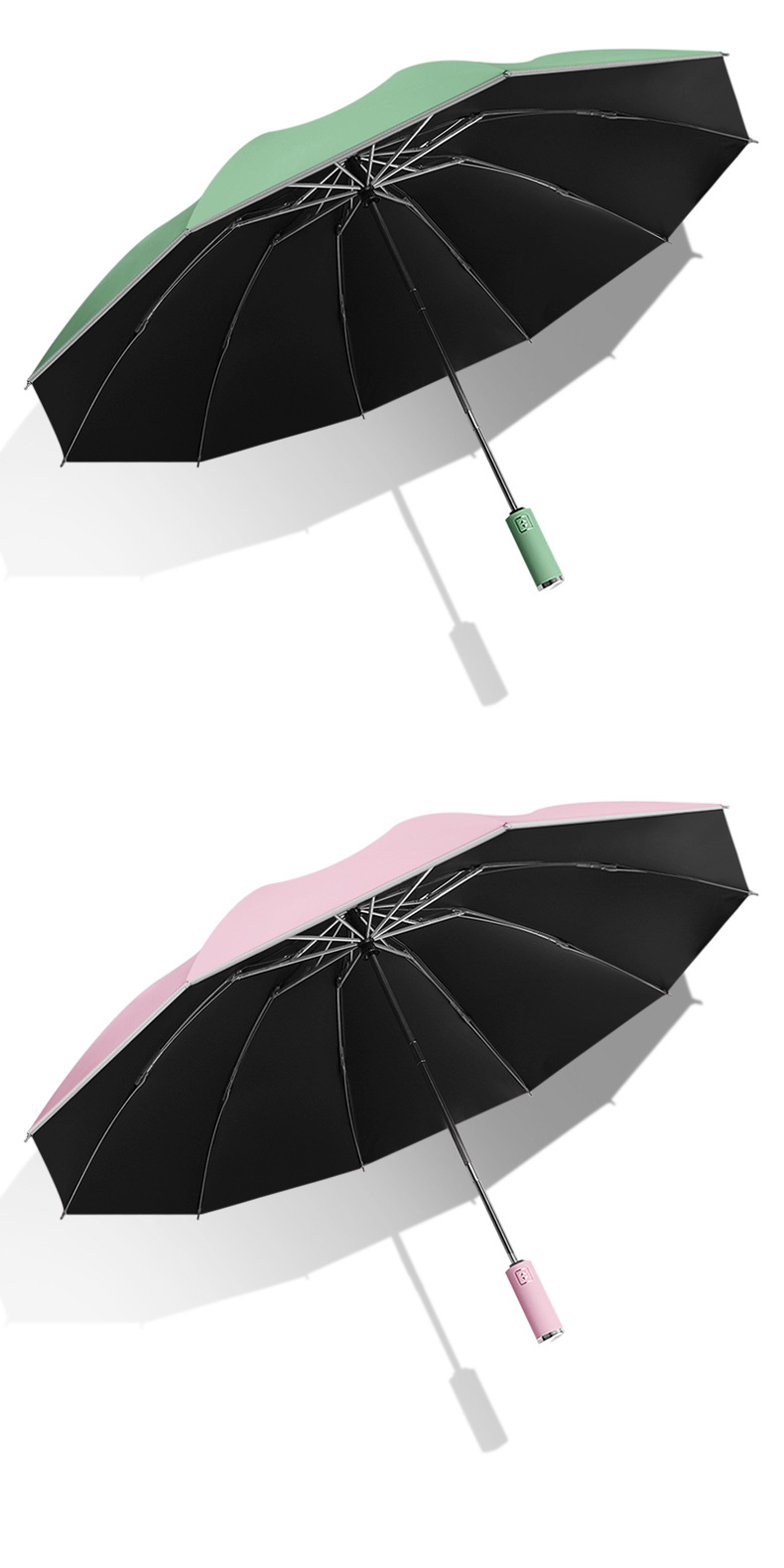 全自動十骨折疊反向傘三折黑膠反光條男女商務晴雨傘印logo廣告傘