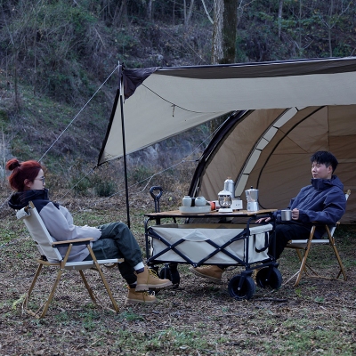 可折疊戶外露營拖車寬輪越野大號野營小推車野餐野炊大容量營地車