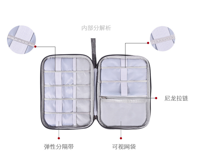 陽離子新款數據線收納包充電器耳機線U盤多功能整理盒便攜手機袋