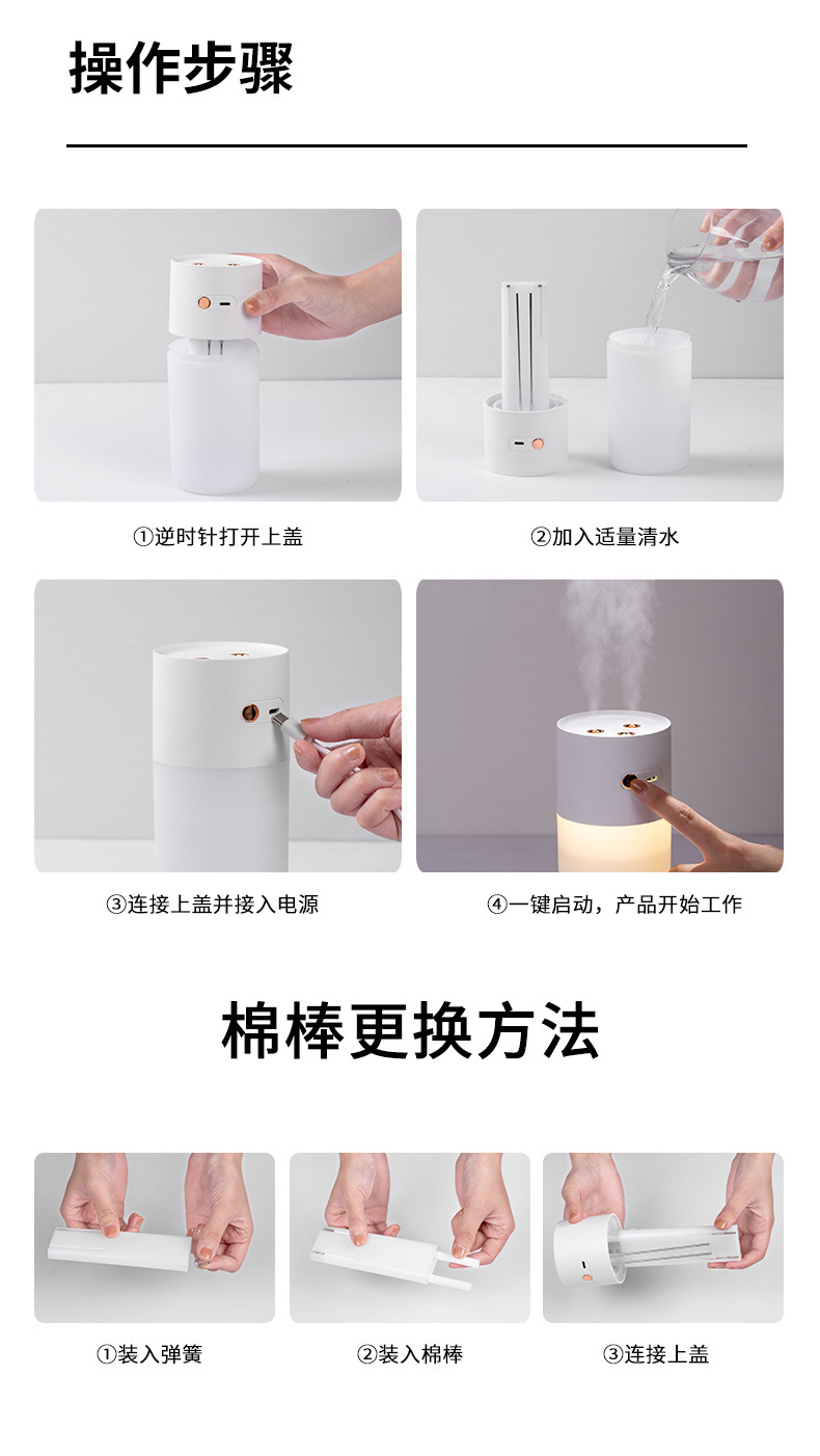 新款靜音雙噴口大霧量迷你加濕器小型室內辦公車載香薰usb加濕器