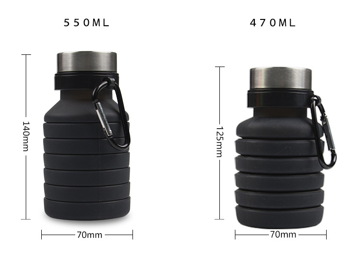 新款矽膠運動水壺可折疊矽膠水袋便捷旅行水杯戶外折疊水瓶